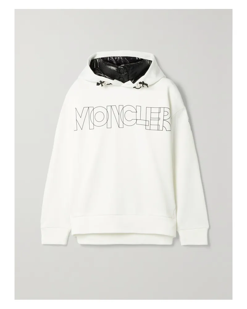Moncler Hoodie Aus Jersey Mit Print Und Shell-besatz - Elfenbein Elfenbein