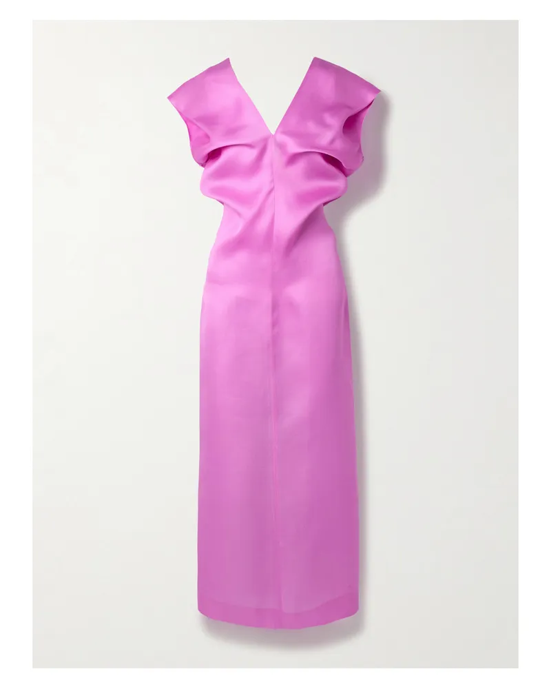 KHAITE Ima Midikleid Aus Seidengazar Mit Raffungen - Pink Pink