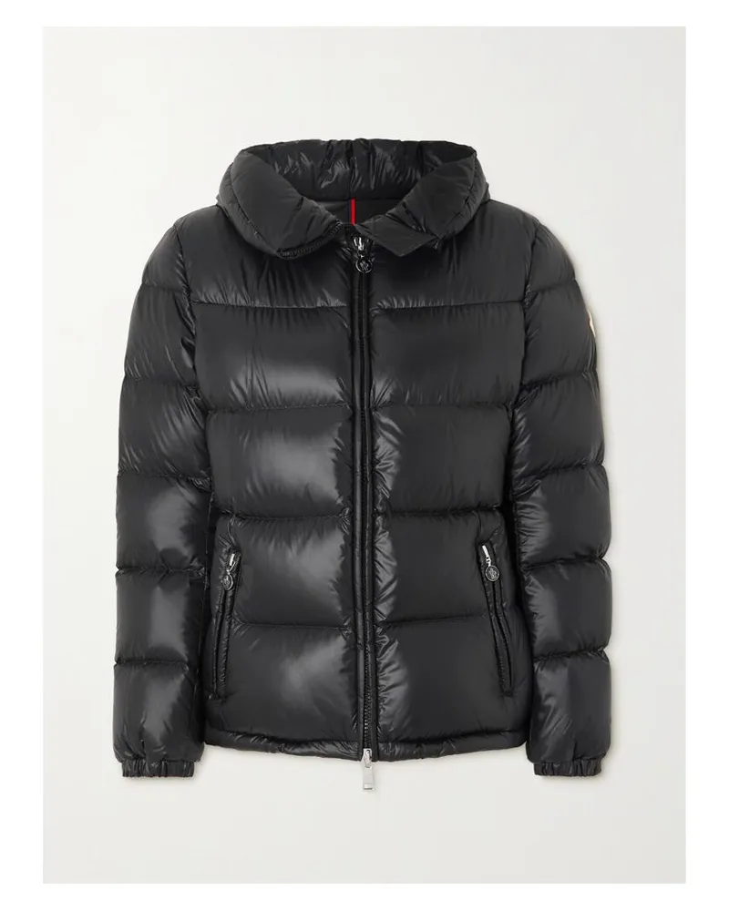 Moncler Douro Daunenjacke Aus Gestepptem Shell Mit Applikation Und Kapuze - Schwarz Schwarz