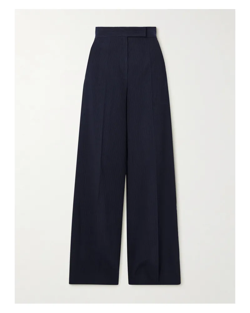 Max Mara Osol Hose Mit Weitem Bein Aus Einer Gerippten Wollmischung - Blau Blau