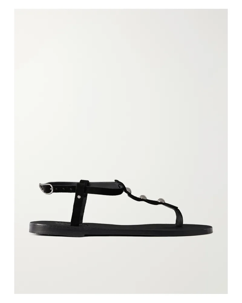 Ancient Greek Sandals Ilida Studded Suede Sandals - Black Black