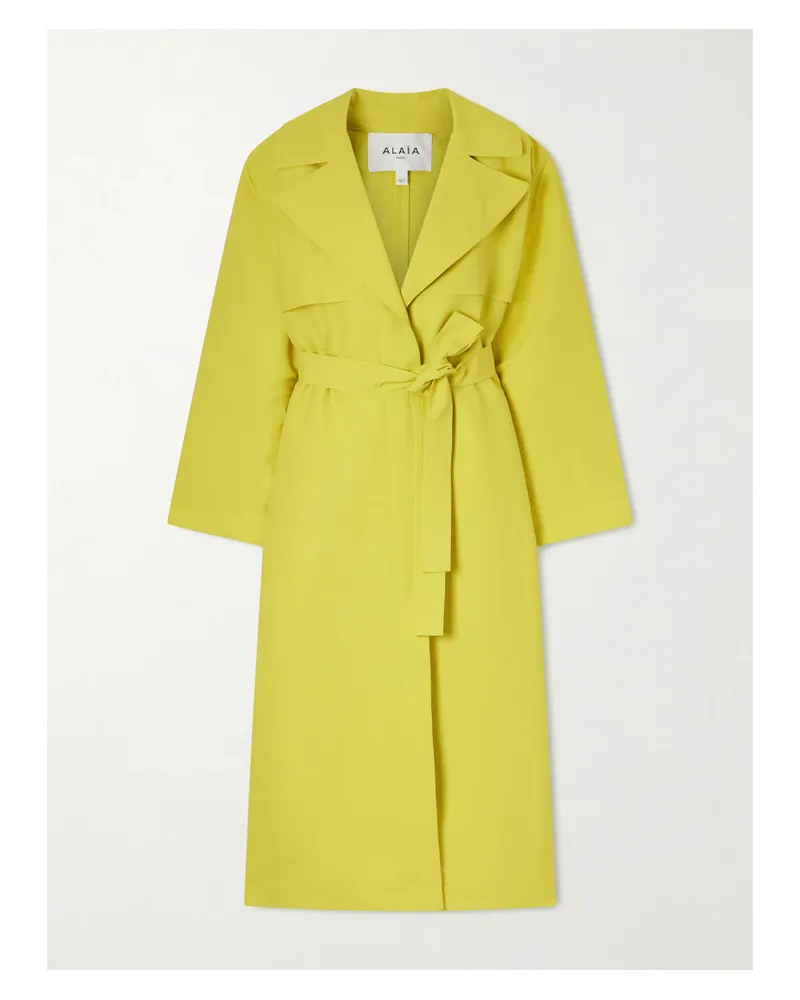 Alaïa Paper-blend Trench Coat - Yellow Yellow