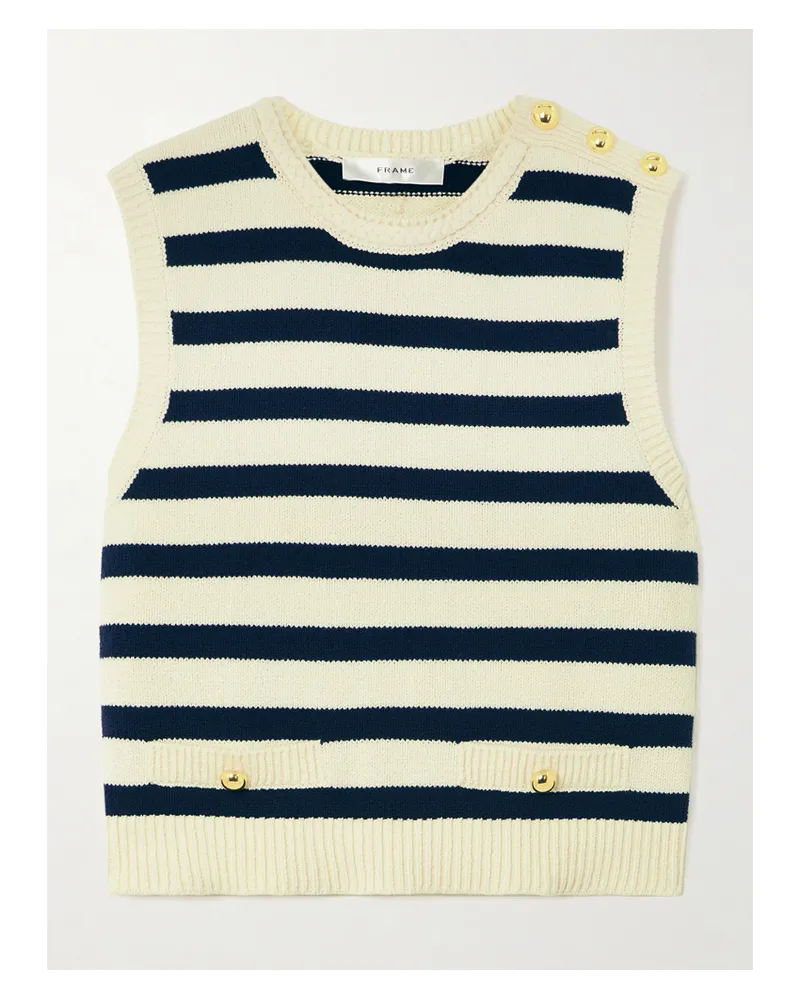 Frame Denim The Harbor Wester Aus Einer Baumwollmischung Mit Streifen Und Knöpfen - Creme Creme