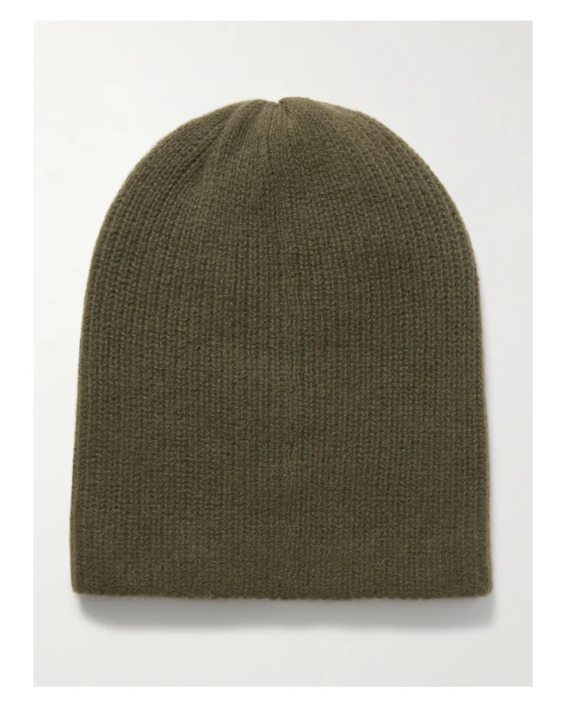 The Elder Statesman Watchman Beanie Aus Kaschmir In Rippstrick - Grün Grün