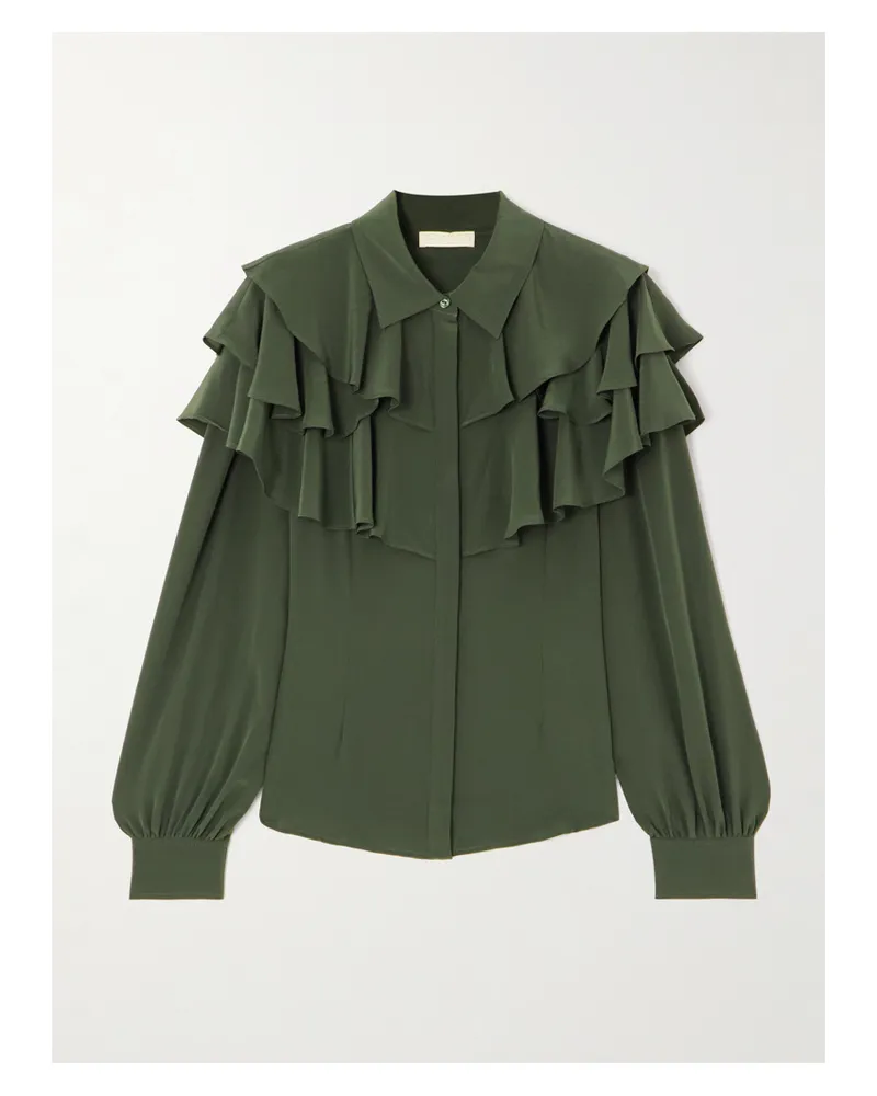 Ulla Johnson Liliana Seidenbluse Mit Volants - Grün Grün