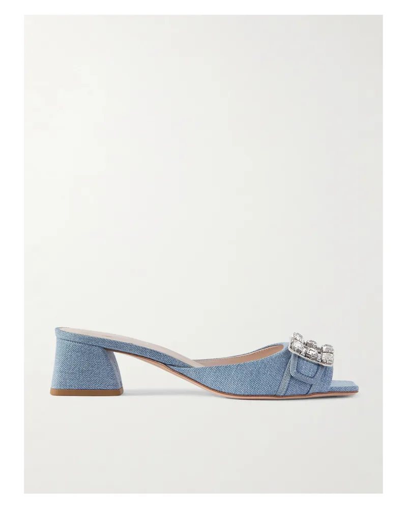 Roger Vivier Mules Aus Denim Mit Kristallen - Blau Blau