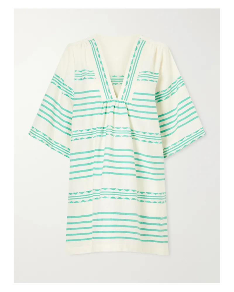 lemlem Belkis Striped Cotton Caftan - Green Green