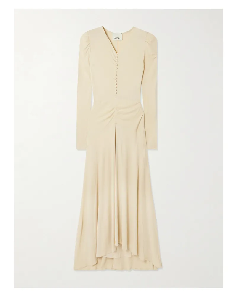 Isabel Marant Nejma Asymmetric Gathered Stretch-jersey Midi Dress - Neutrals Neutrals