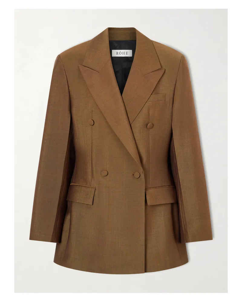 Róhe Double-breasted Wool And Mohair-blend Blazer - Brown Brown