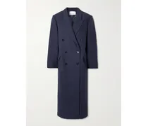 Jane Doppelreihiger Mantel Aus Karierter Wolle - Blau