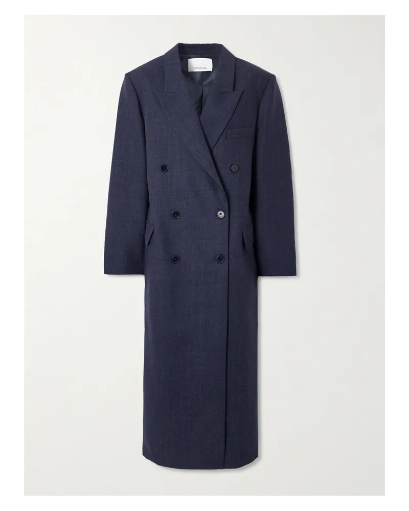 FRANKIE Shop Jane Doppelreihiger Mantel Aus Karierter Wolle - Blau Blau