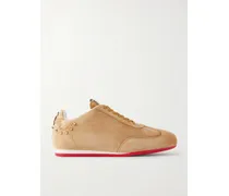 Eleonora Studded Leather-trimmed Suede Sneakers - Neutrals