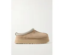 Tazz Plateau-slippers Aus Veloursleder Mit Fleecefutter Aus Einer Wollmischung - Neutral