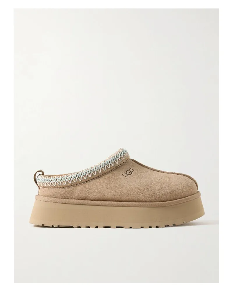 UGG Tazz Plateau-slippers Aus Veloursleder Mit Fleecefutter Aus Einer Wollmischung - Neutral Neutral