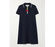 Minikleid Aus Gerippter Baumwolle Mit Verzierung - Blau