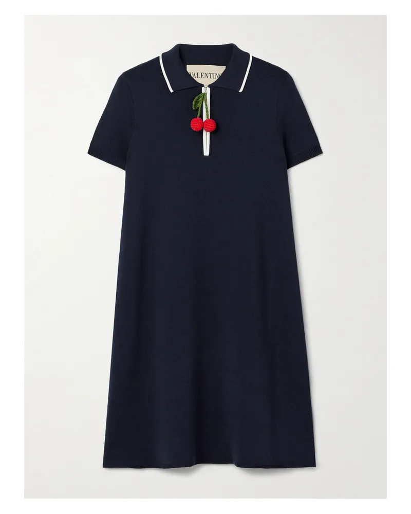 Valentino Garavani Minikleid Aus Gerippter Baumwolle Mit Verzierung - Blau Blau