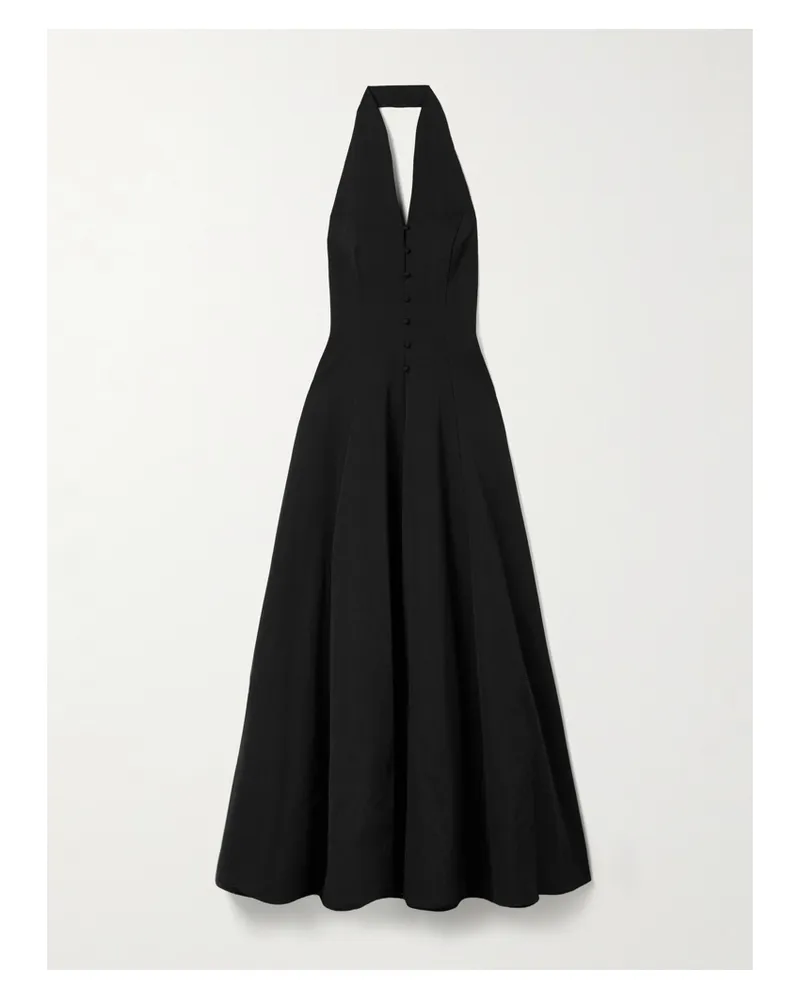 STAUD Stella Neckholder-maxikleid Aus Faille Aus Einer Baumwollmischung - Schwarz Schwarz