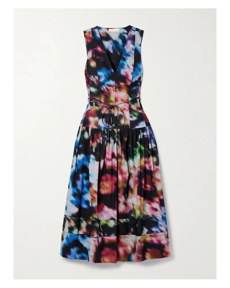 Ulla Johnson Kiran Midikleid Aus Bedruckter Baumwollpopeline Mit Bindegürtel - Mehrfarbig Mehrfarbig