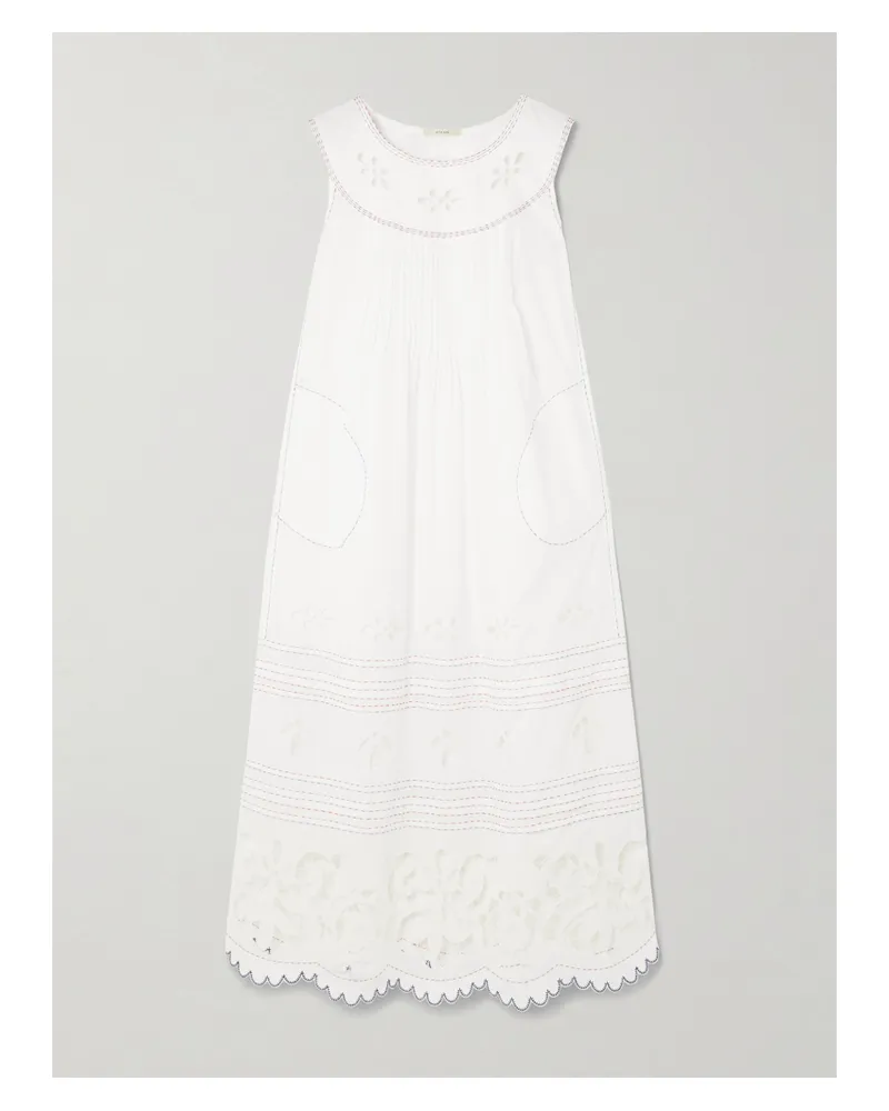 VITA KIN Cleo Pintucked Broderie Anglaise Cotton-batiste Midi Dress - White White
