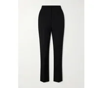 Grosgrain-trimmed Wool Slim-fit Pants - Black