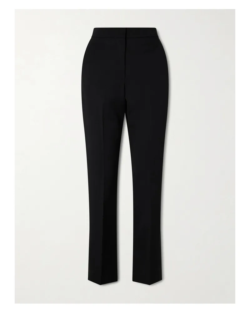 Givenchy Grosgrain-trimmed Wool Slim-fit Pants - Black Black