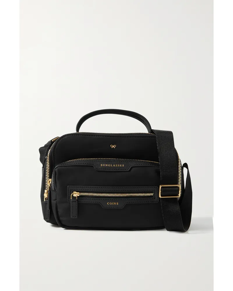 Anya Hindmarch Net Sustain Leather-trimmed Recycled Shell Shoulder Bag - Black Black