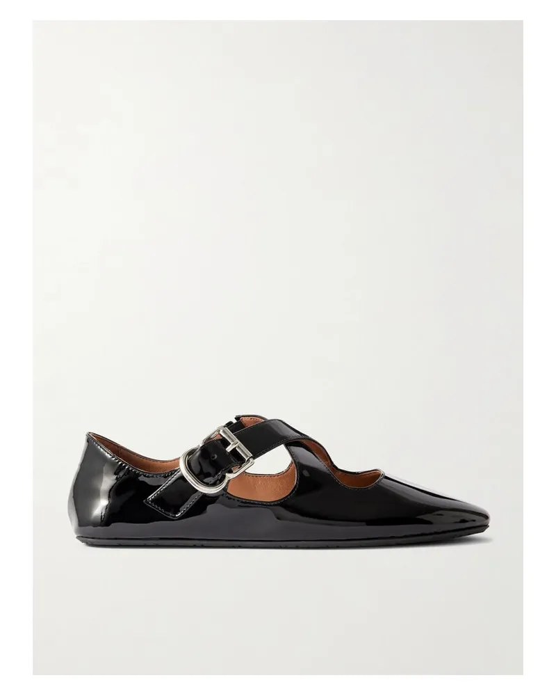 Alaïa Criss Cross Flache Schuhe Aus Lackleder - Schwarz Schwarz