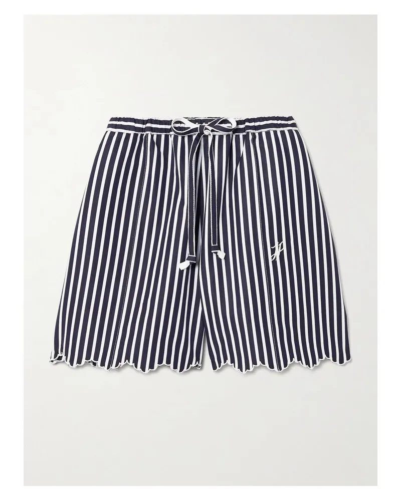 Patou Shorts Aus Gestreifter Baumwollpopeline Mit Stickerei - Blau Blau