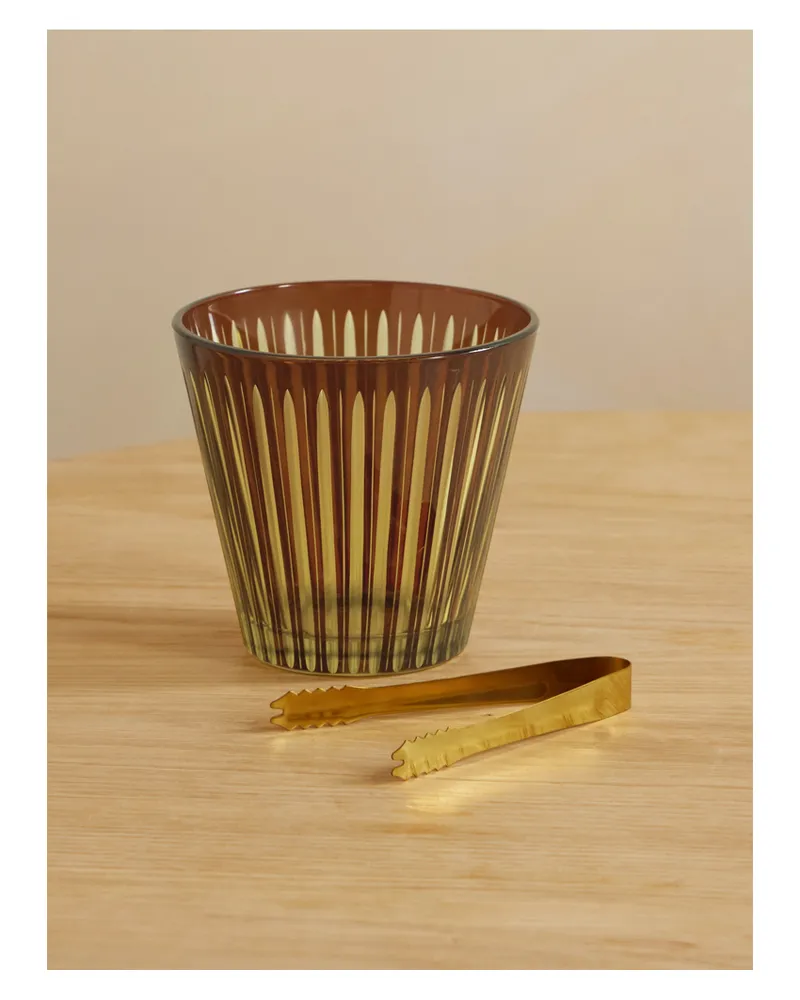 L’OBJET Prism Set Aus Einem Eiskübel Aus Glas Und Einer Goldfarbenen Eiszange - Gelb Gelb