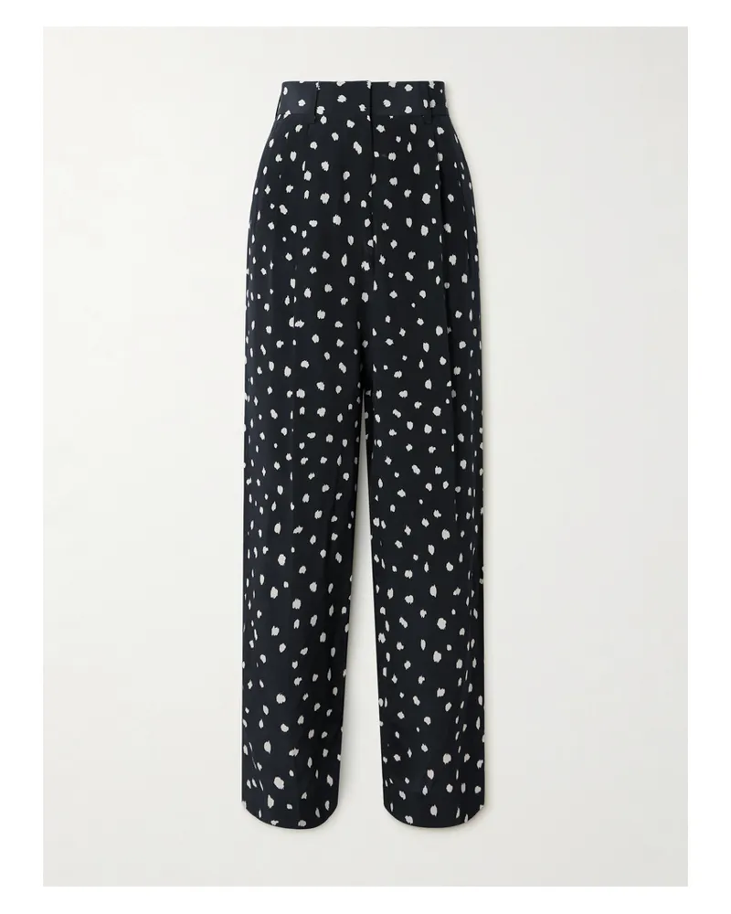 Blazé Milano Mariquita Fox Hose Aus Bedrucktem Crêpe De Chine Aus Seide Mit Falten - Blau Blau