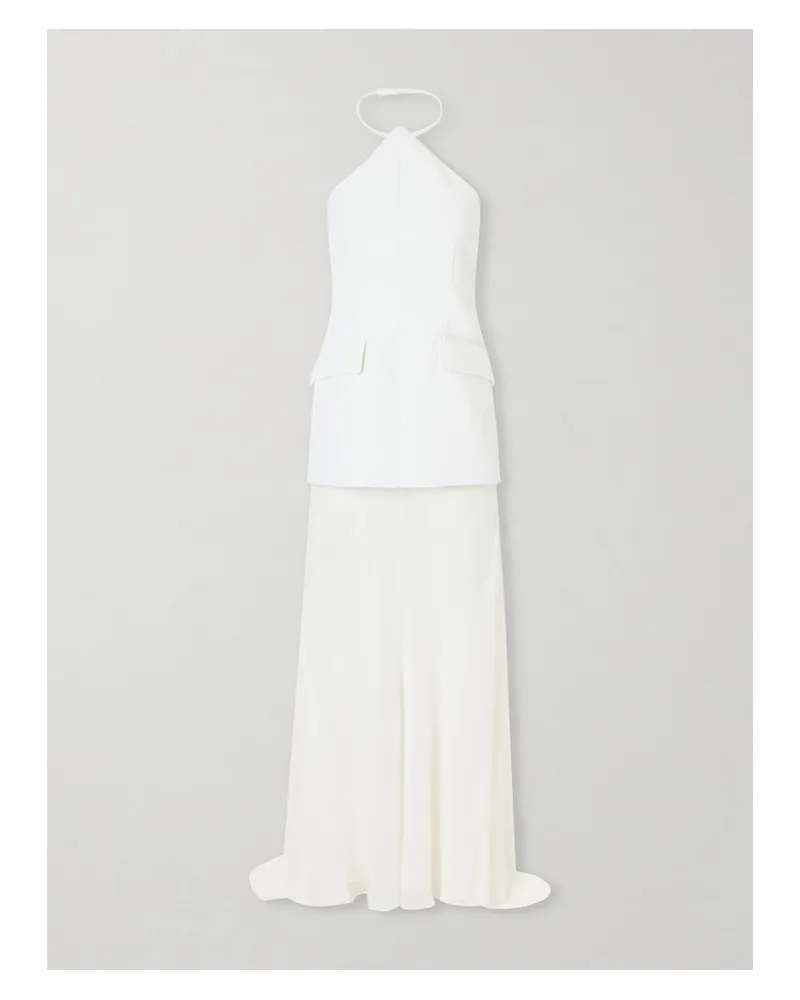 SPORTMAX Silk-blend Chiffon And Crepe Halterneck Maxi Dress - White White