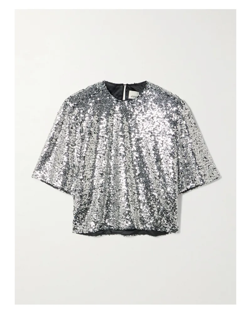 Isabel Marant Helga Embellished Tulle Top - Silver Silver