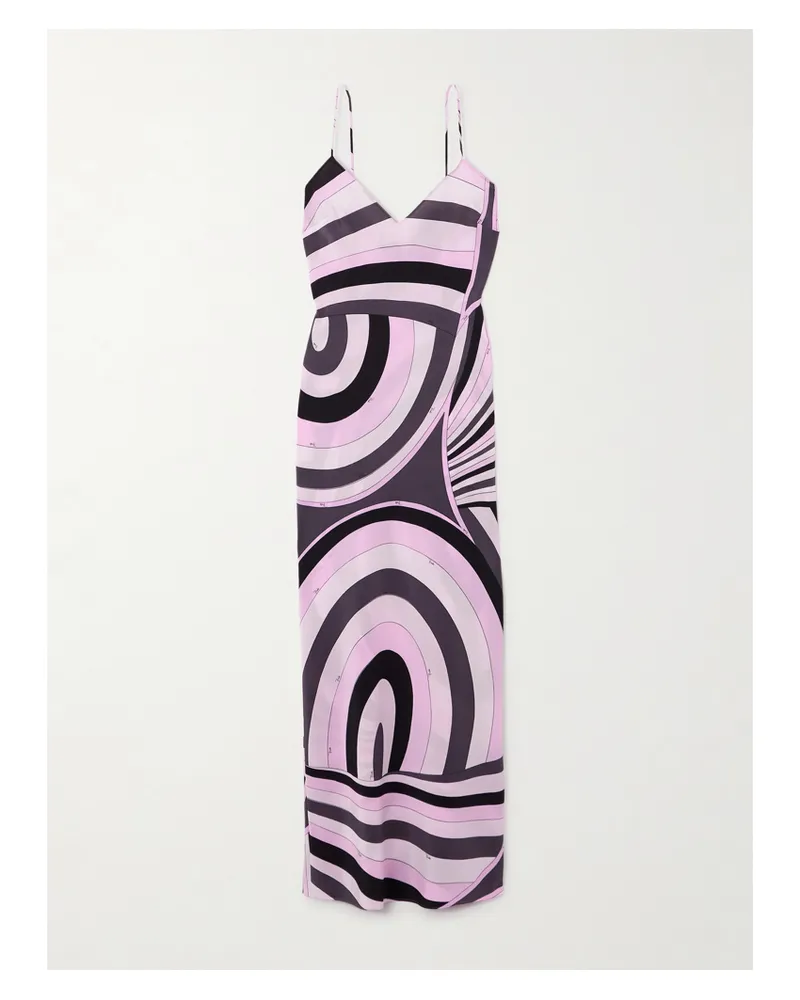 Emilio Pucci Maxikleid Aus Bedrucktem Crêpe De Chine Aus Seide - Pink Pink