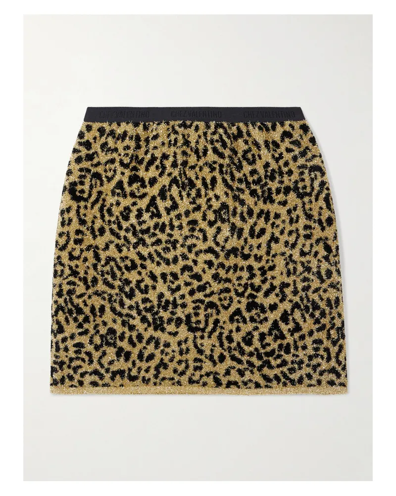 Valentino Garavani Minirock Aus Lurex® In Jacquard-strick Mit Leopardenmuster - Animal-Print Animal-print