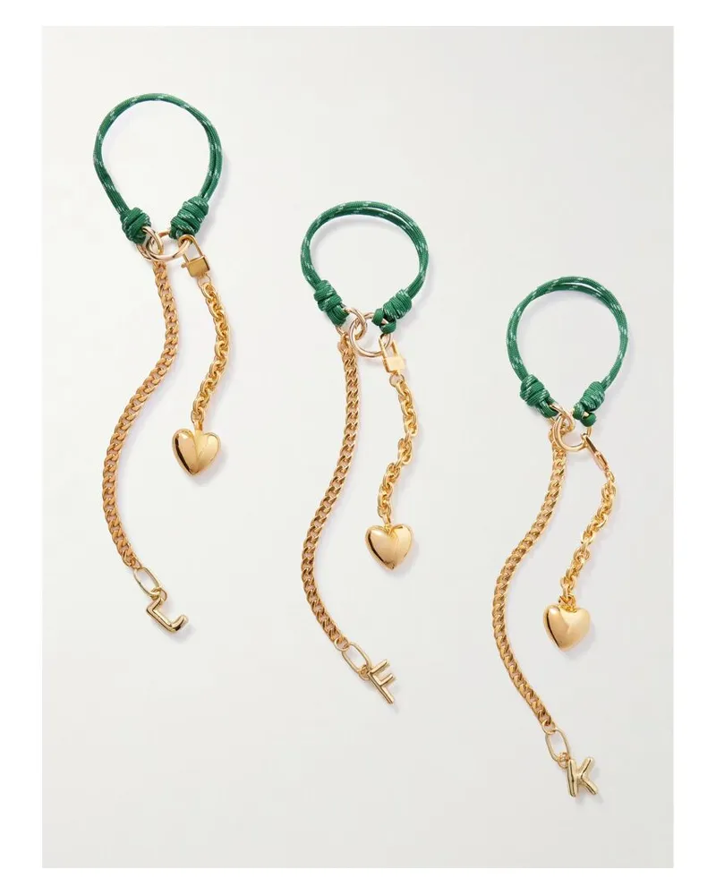 Martha Calvo Initial Taschenanhänger Mit Seidenkordel Und Vergoldeten Details - Grün Grün