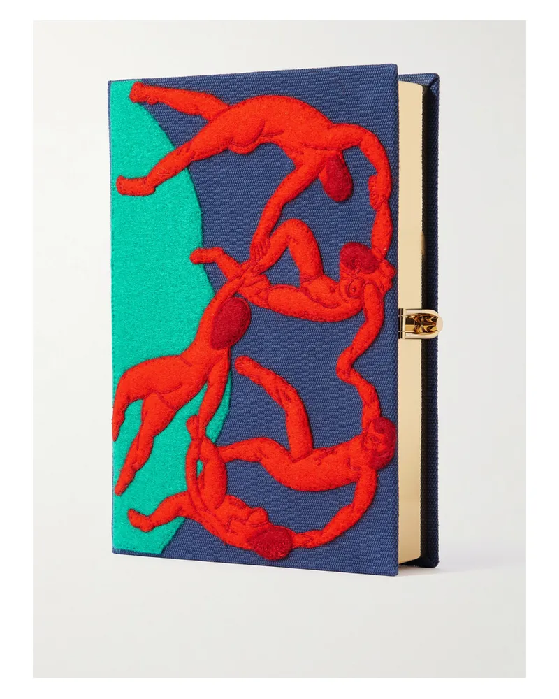 Olympia Le-Tan Dance Embroidered Appliquéd Canvas Clutch - Blue Blue