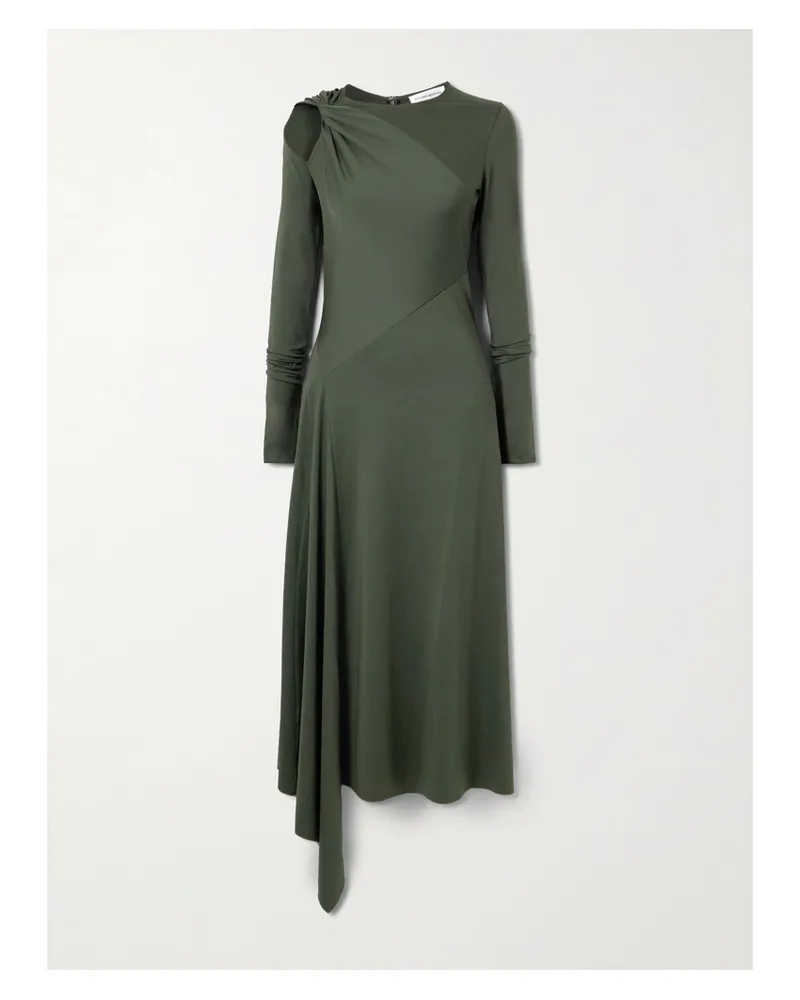 Victoria Beckham Asymmetrisches Midikleid Stretch-jersey Mit Twist-detail Und Cut-out - Grün Grün