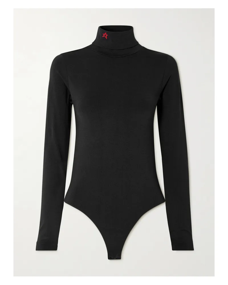 Perfect Moment Body Aus Jersey Mit Rollkragen Und Stickerei - Schwarz Schwarz