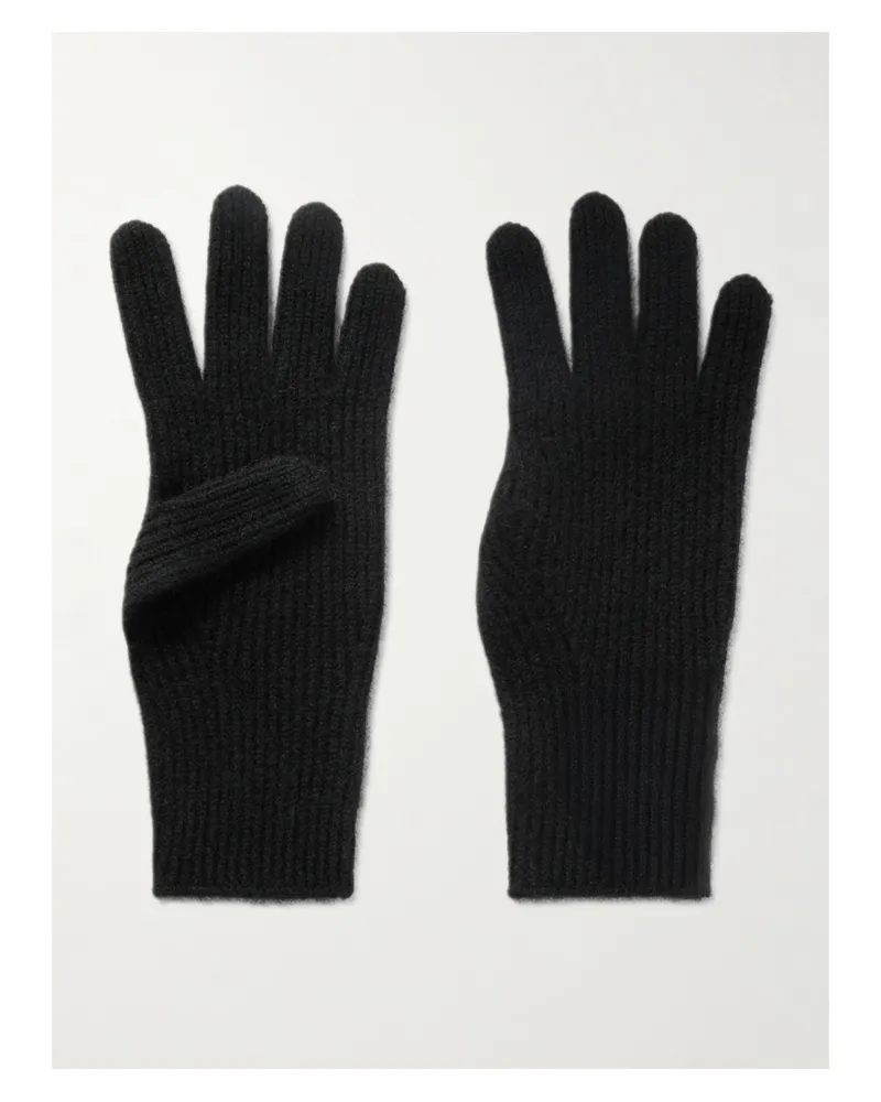 Totême Ribbed Cashmere Gloves - Black Black
