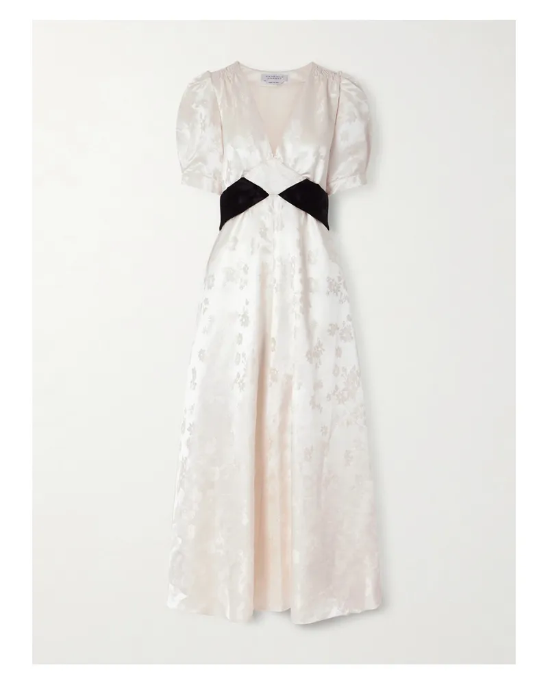 Gabriela Hearst Larkin Belted Floral-jacquard Silk-satin Maxi Dress - Ivory Ivory