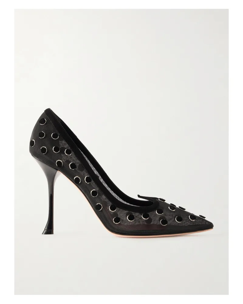 Roger Vivier I Love Vivier Pumps Aus Beflocktem Mesh Mit Velourslederbesätzen - Schwarz Schwarz