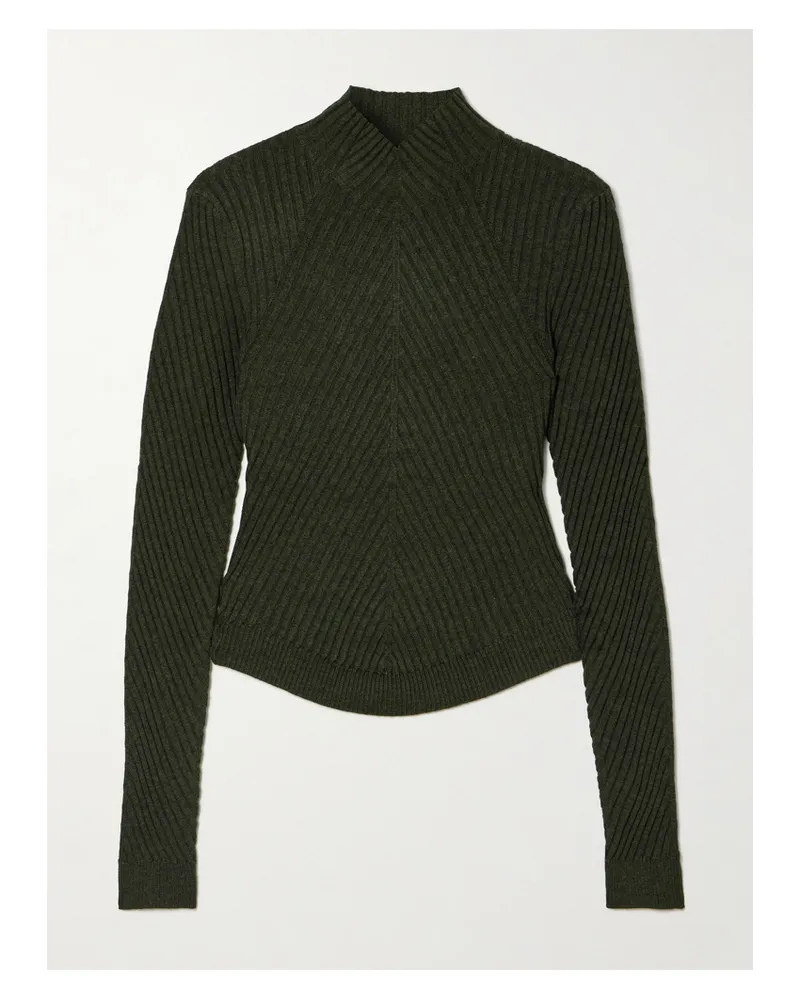 Victoria Beckham Pullover Aus Gerippter Merinowolle - Grün Grün