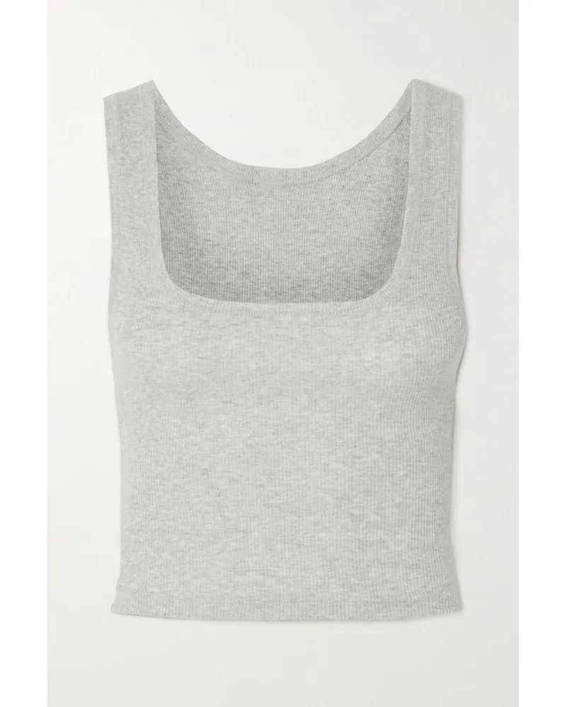SKIMS Cotton Rib Tank – Light Heather Grey – Tanktop Aus Einer Gerippten Baumwollmischung - Grau Grau