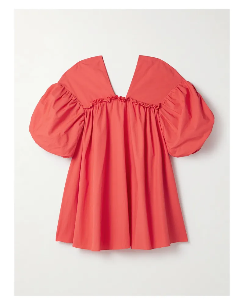 Kika Vargas Net Sustain Annie Minikleid Aus Baumwollpopeline Mit Rüschen - Rot Rot