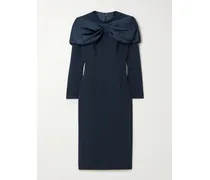 Penny Midikleid Aus Stretch-crêpe Und Satin Mit Cape-effekt - Blau