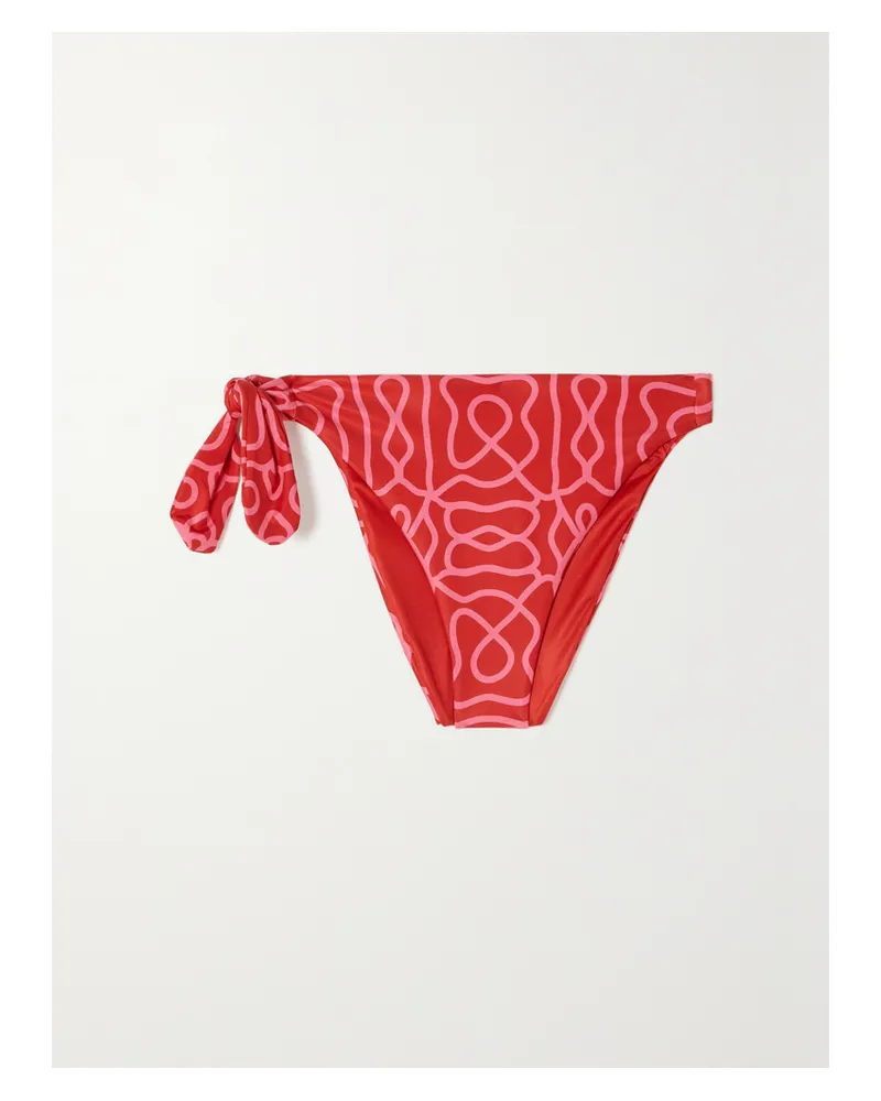 AGUA BENDITA Coral Bedrucktes Bikini-höschen Aus Recyceltem Stretch-material - Rot Rot