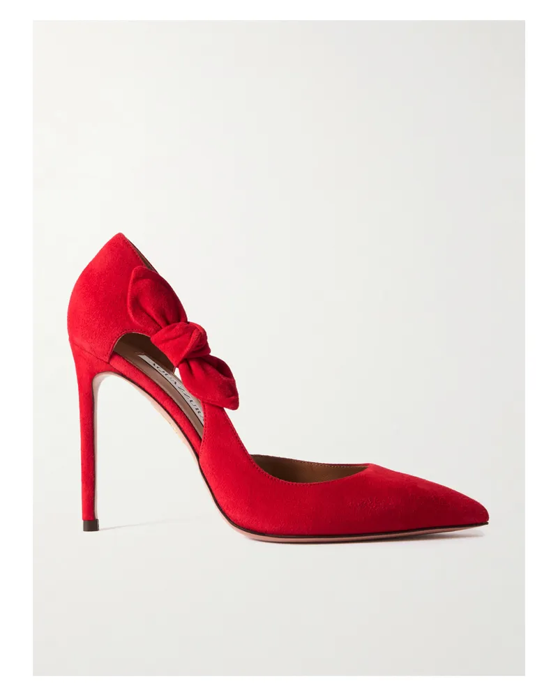 Aquazzura Very Bow Tie Pumps Mit Spitzer Kappe Aus Veloursleder - Rot Rot
