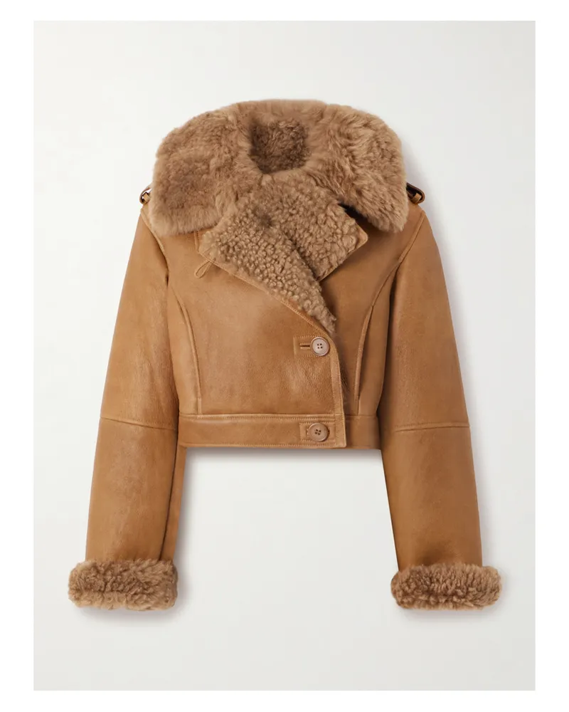 Chloé Doppelreihige Jacke Aus Shearling - Braun Braun