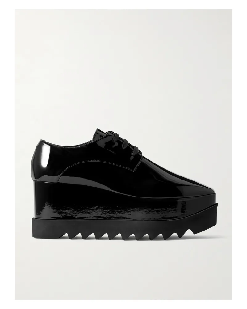 Stella McCartney Elyse Vegetarian Patent-leather Platform Brogues - Black Black