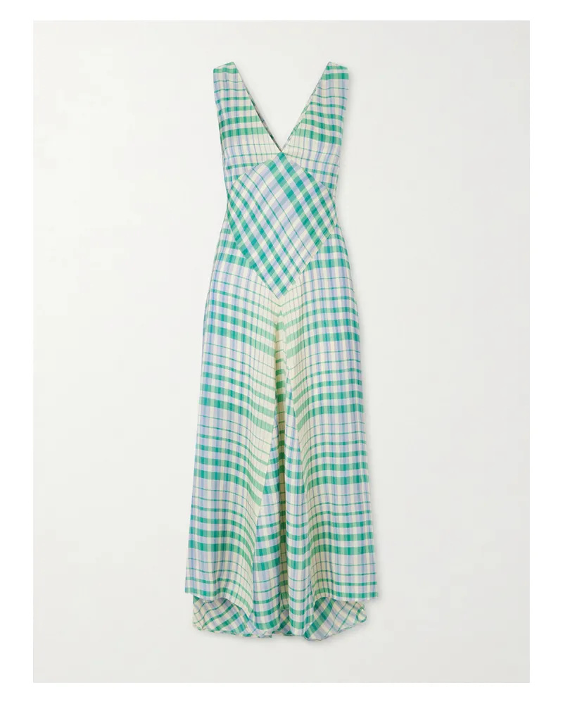Ralph Lauren Checked Woven Midi Dress - Green Green